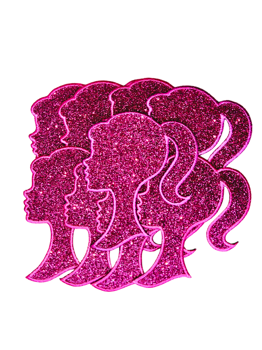 9pc Glitter Barbie Silhouette Patches